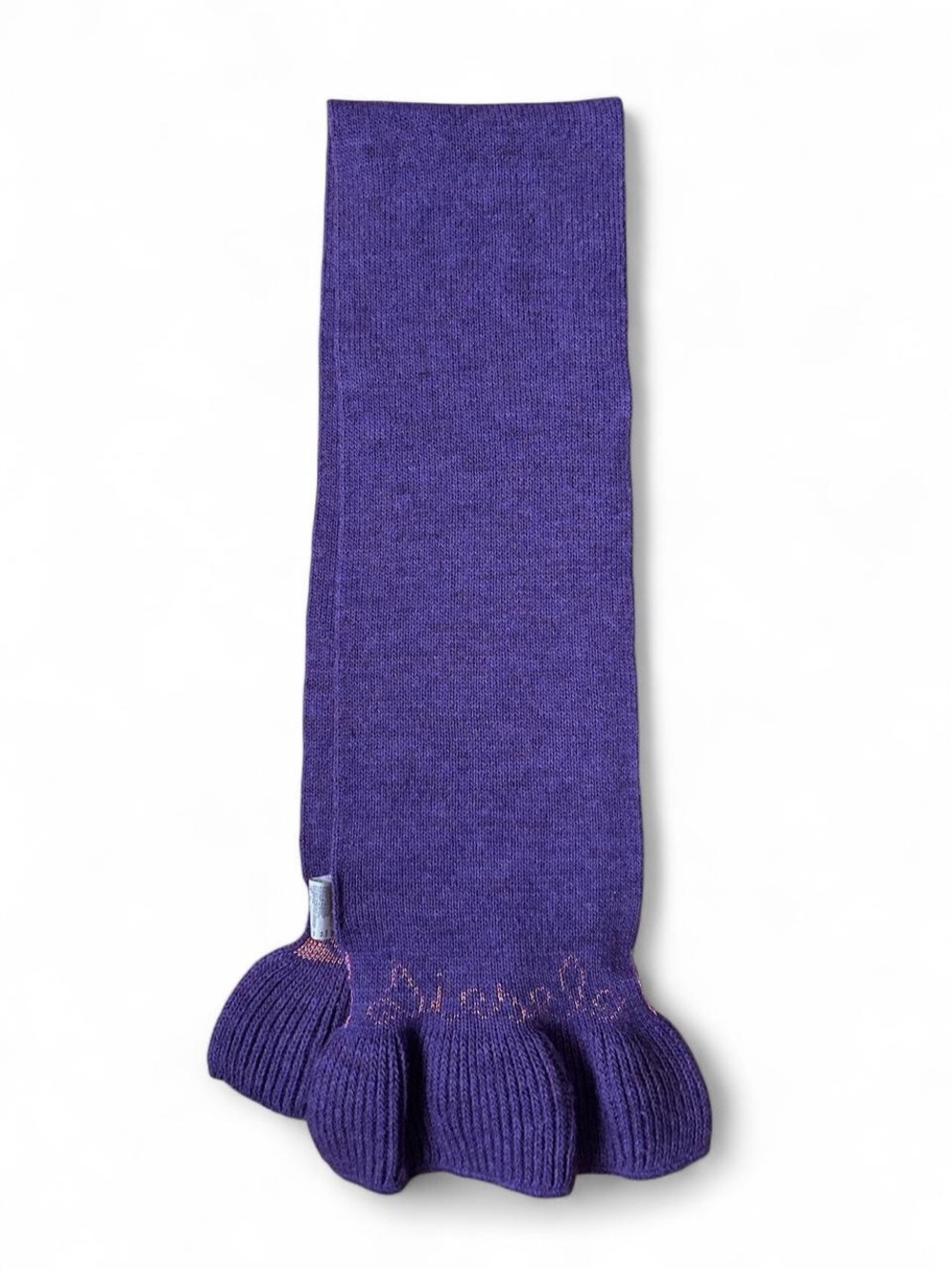 Diesel Italian Wool Blend Ruffle Hem Knit Scarf Purple Y2k Whimsical Coquette OS